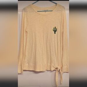 Women's Size XS Loft Lightweight Long-Sleeved Tee-shirt. Embroidered 🌵 Cactus